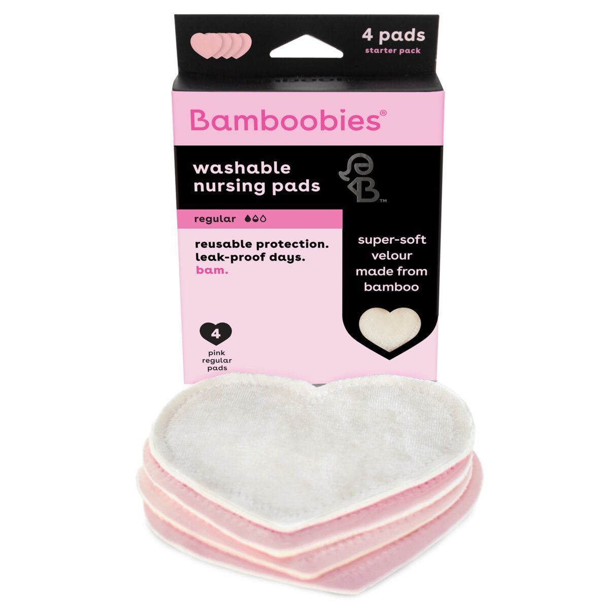 Box of reusable nursing pads, 4 pink regular nursing pads