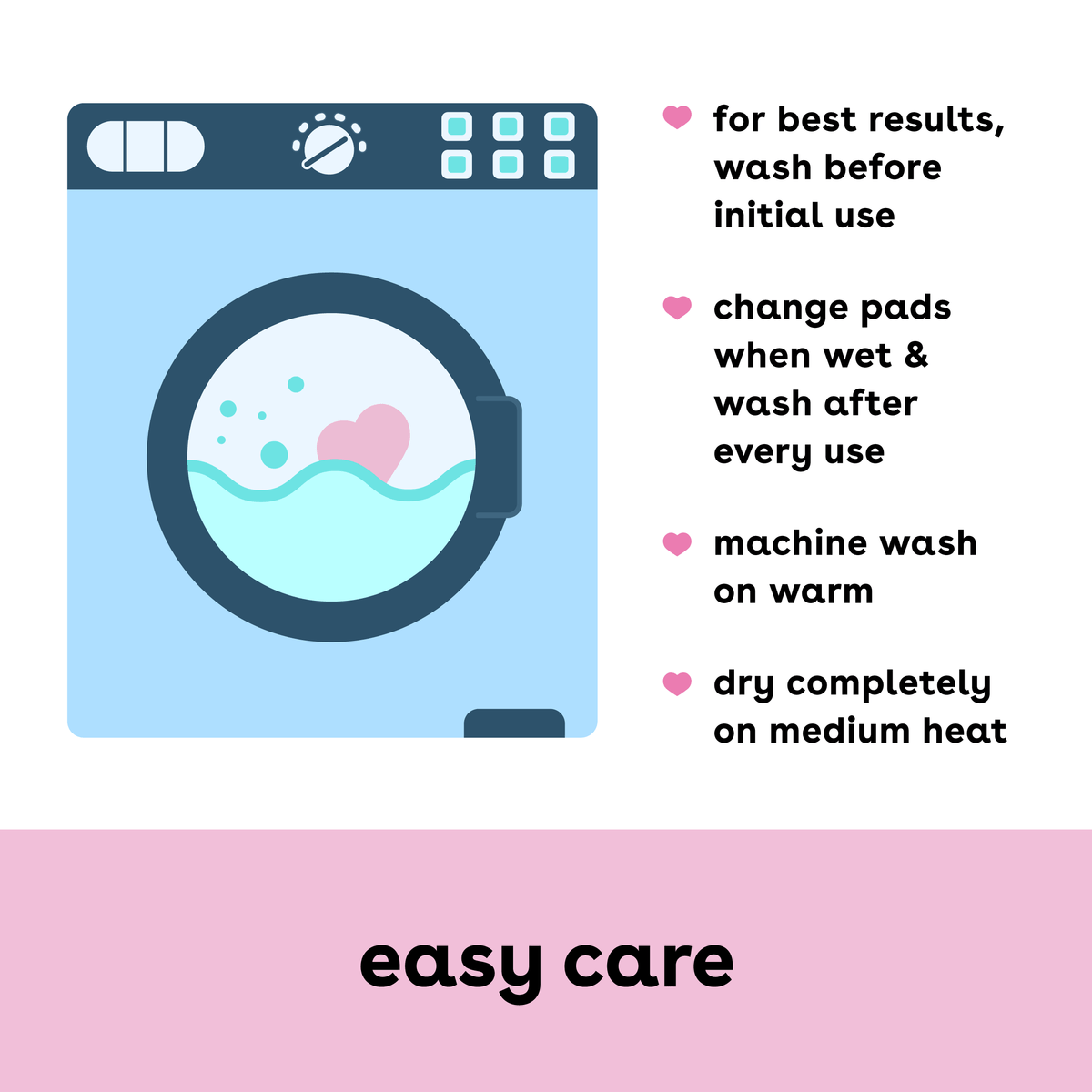 Washing instructions for your washable nursing pads