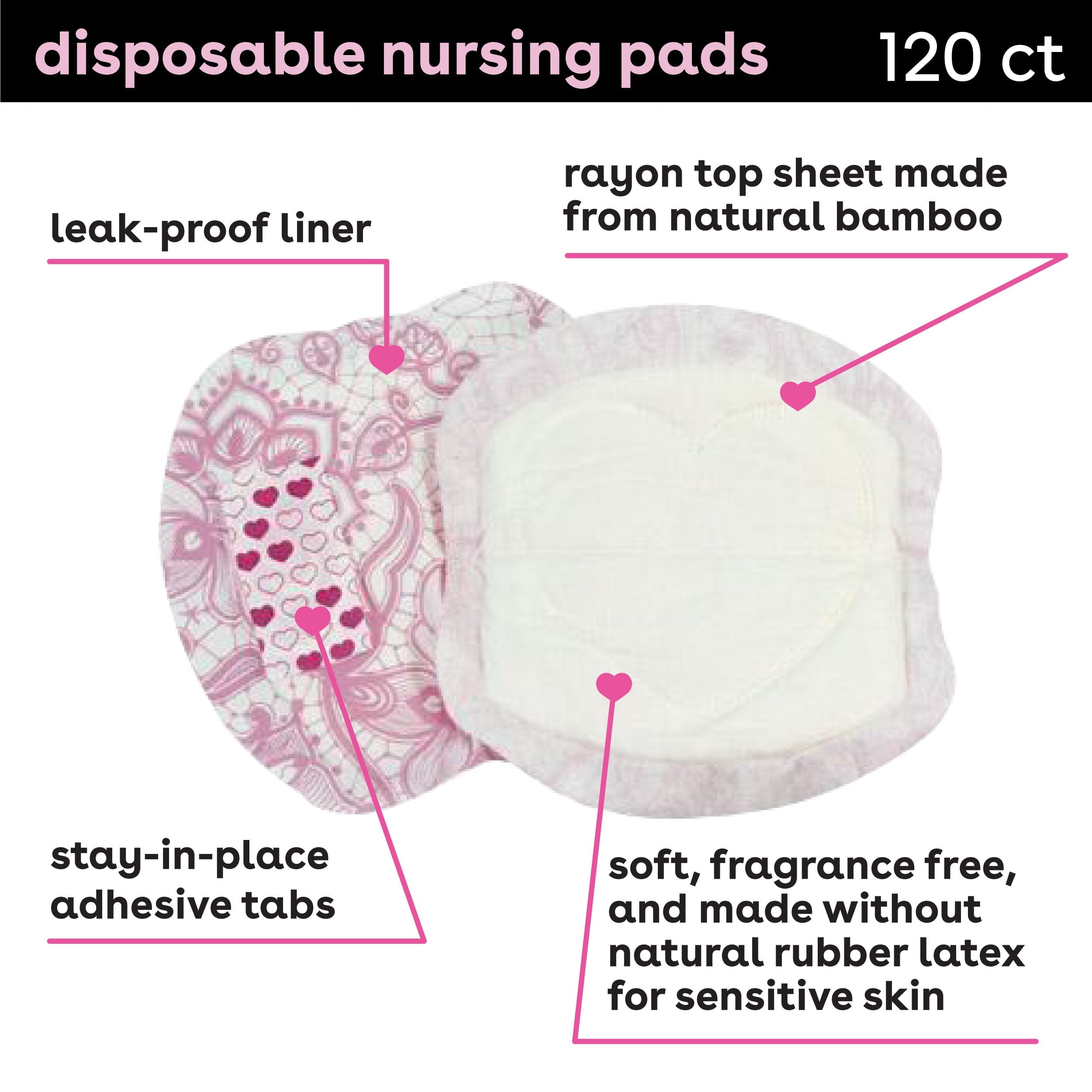 Bamboobies Nursing Pads for Breastfeeding, 60 Count, Disposable Breast Pads  - Helia Beer Co