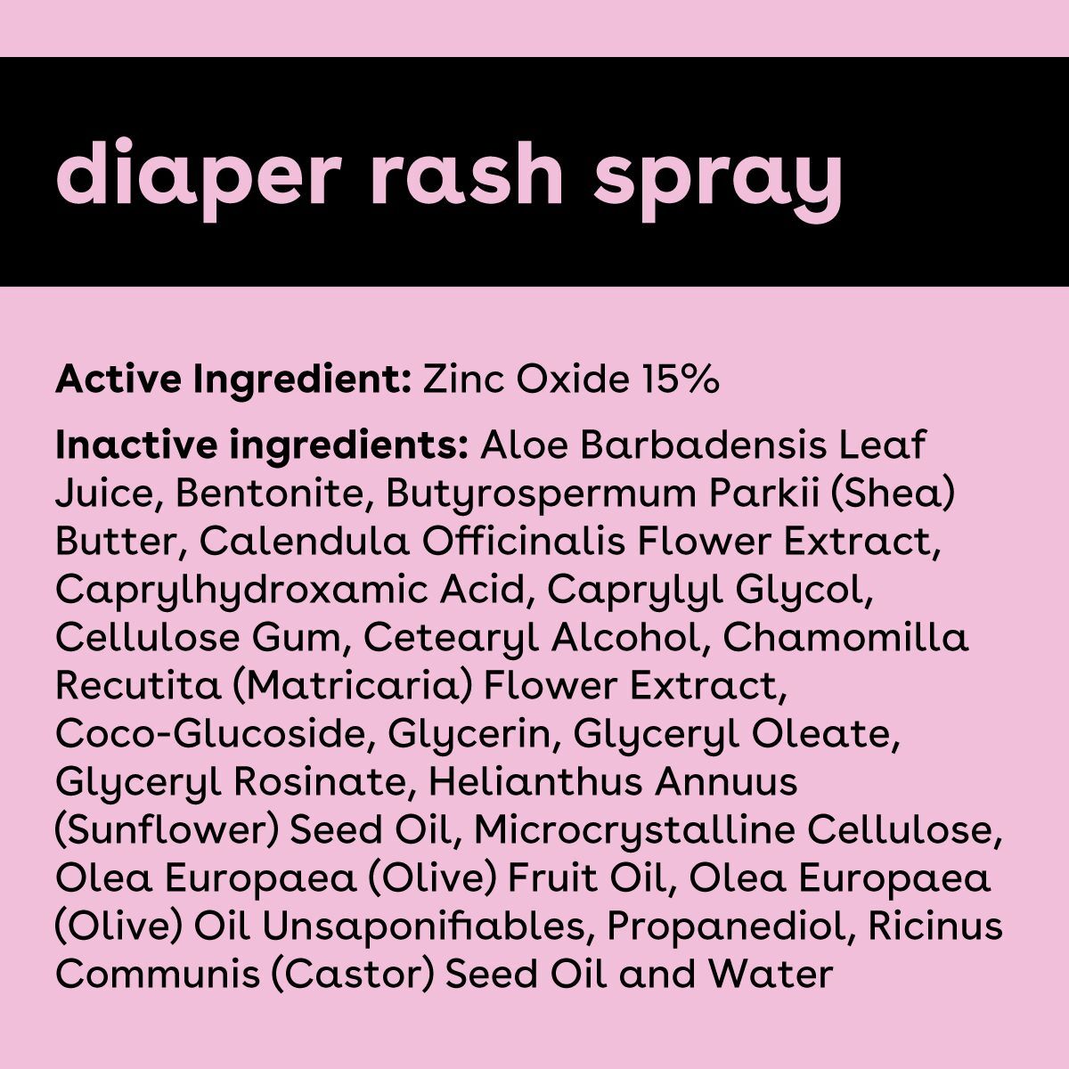 diaper rash spray ingredients list